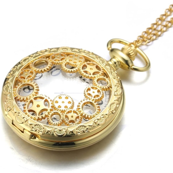 New Steampunk gears quartz pocket watch - Picture 1 of 5